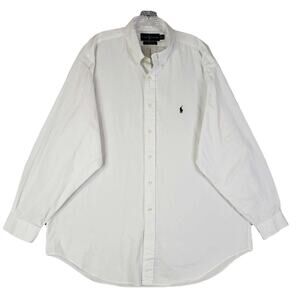 Polo Ralph Lauren Shirt Mens Size 17.5 XXL Solid White Button Down Yarmouth LS